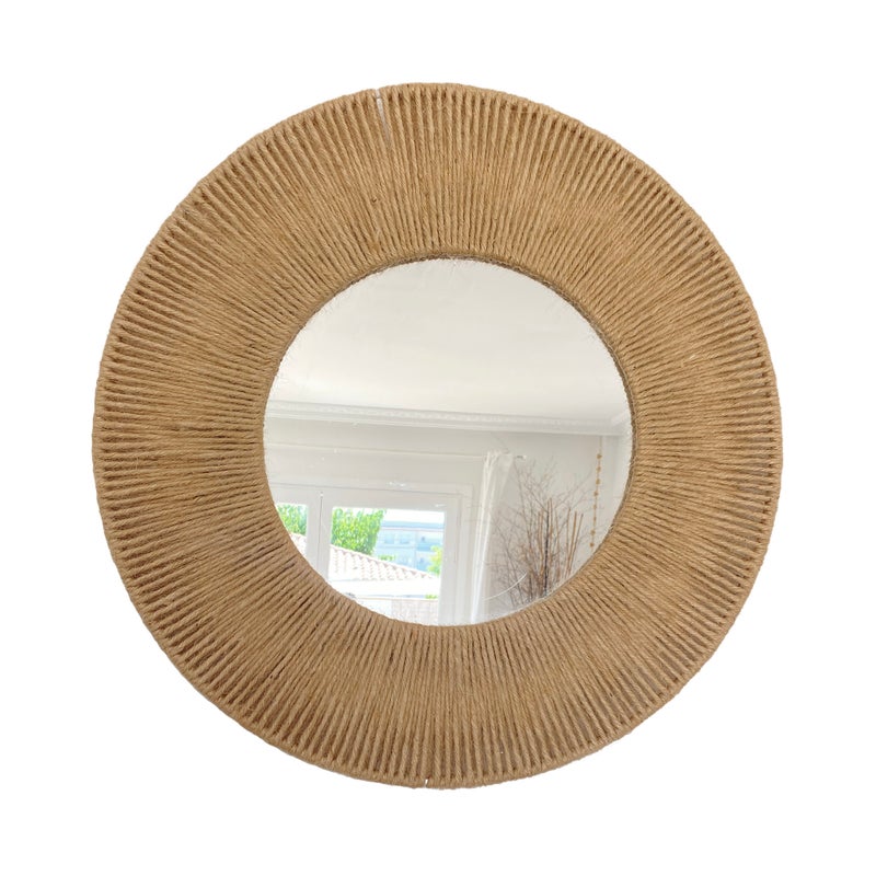 Lustro dekoracyjne z sznurkiem jutowym - MIRROR DONUT całkowity 80 cm