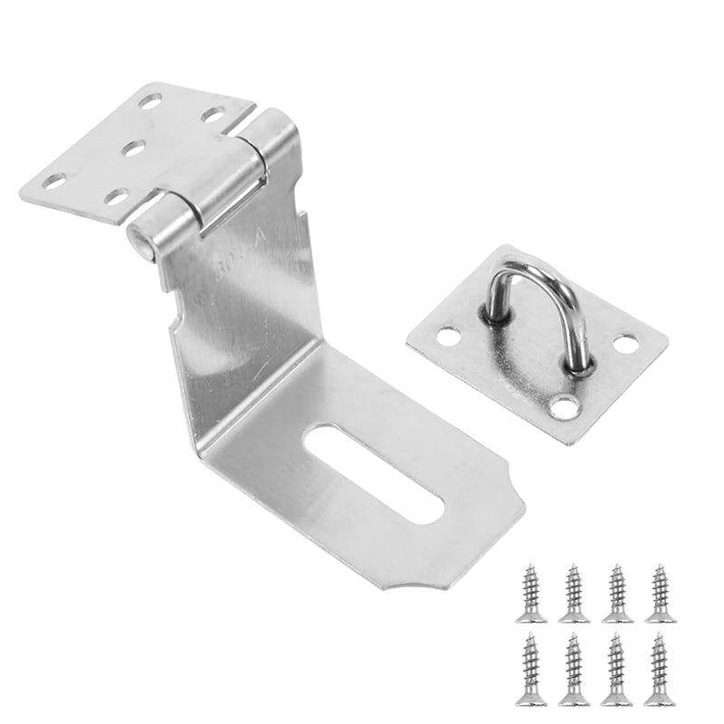 Zasuwka do drzwi pod kątem 90 stopni, zasuwka do drzwi zabezpieczających ze stali nierdzewnej, kłódka, zasuwka do drzwi, kłódka 4-calowa, srebrna