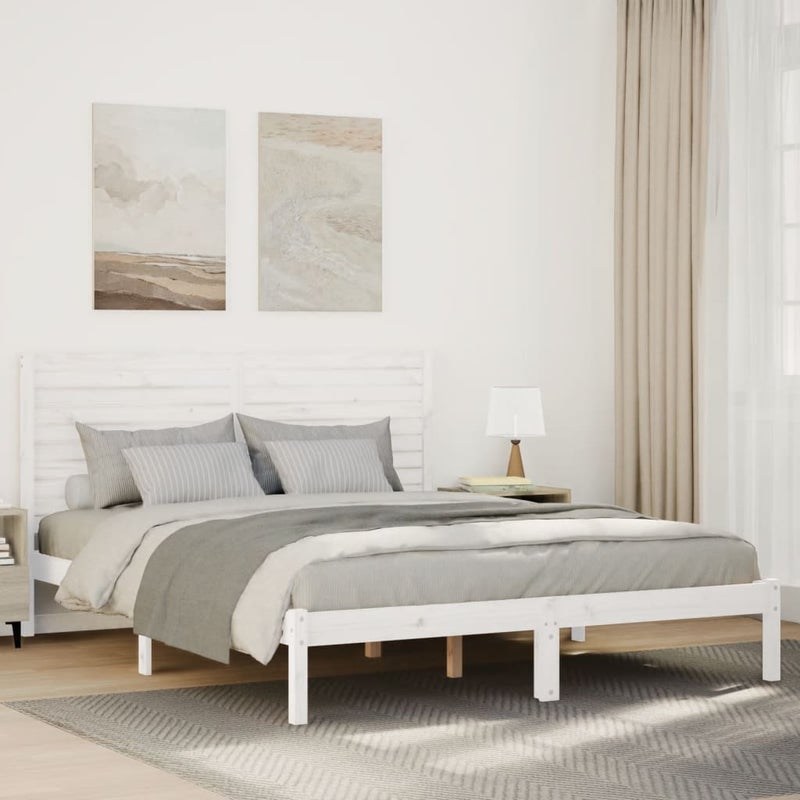 Dłuższe łóżko bez materaca, białe, 140x210 cm, lite drewno vidaXL