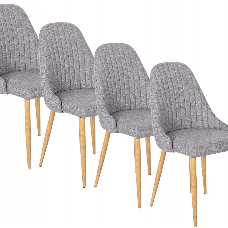 Zestaw 4 Krzeseł Skandynawskich Tapicerowanych Komplet Salon Szare Torino