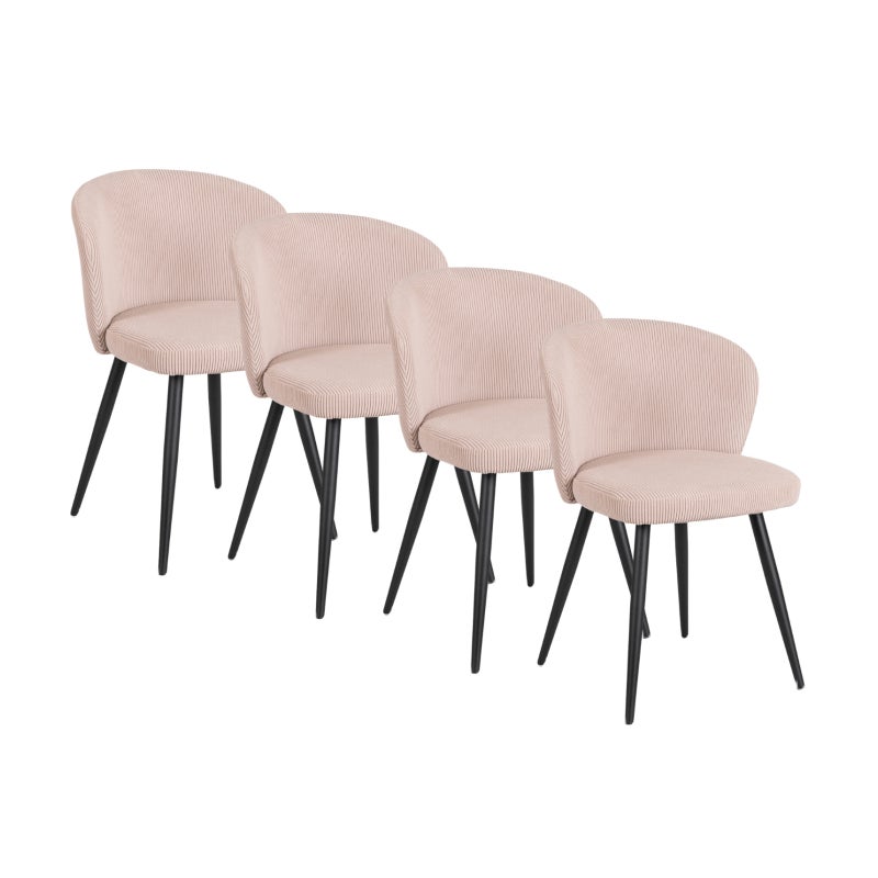 Zestaw 4 Krzeseł Sztruksowych Tapicerowane Komplet Do Jadalni Beżowe HAILEY