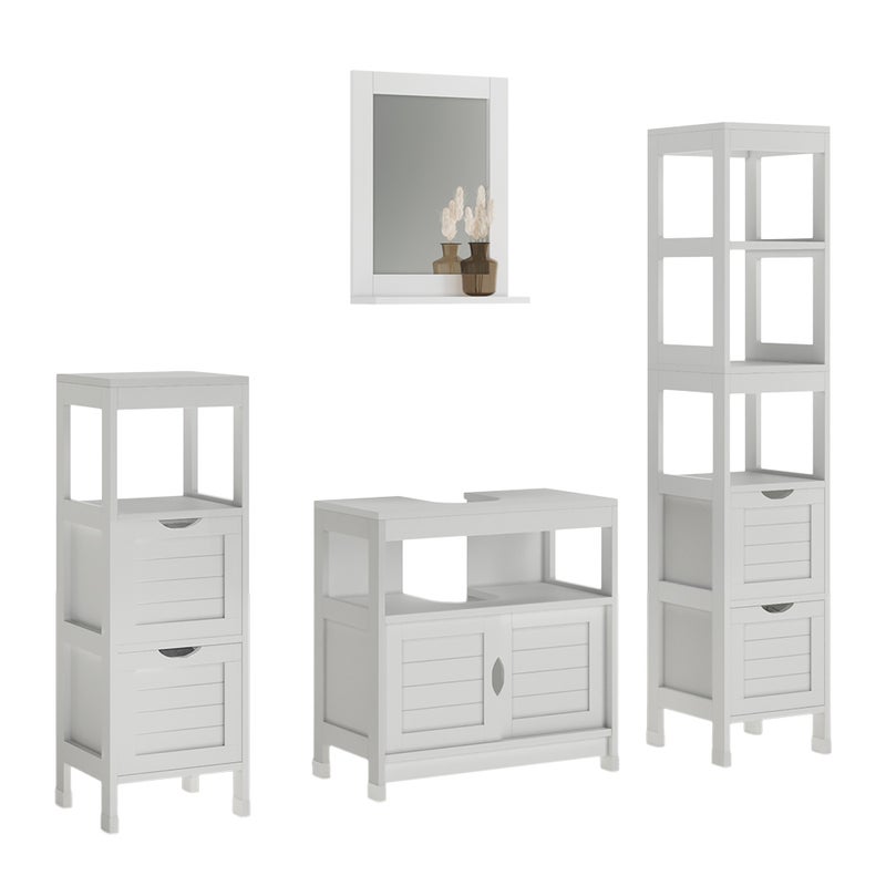 Vicco Zestaw mebli łazienkowych Vilda, Biały, 4 części