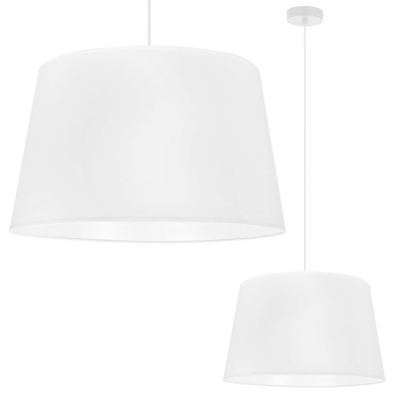 Lampa sufitowa wisząca Gaja biała boho 1xE27 abażur okrągły stożek 44cm biały Light Home LH