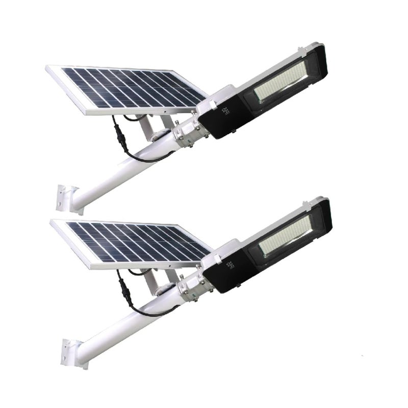 Zestaw 2 szt. Latarnia LED 200 W Solarowa zewnętrzna IP65 Panel regulowany 25W 200 diod LED 2500 lm, 4200K biały neutralny