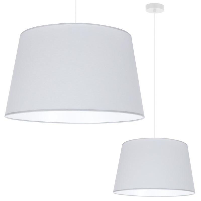 Lampa sufitowa wisząca Juta biała boho 1xE27 abażur okrągły stożek 44cm jasny szary Light Home LH