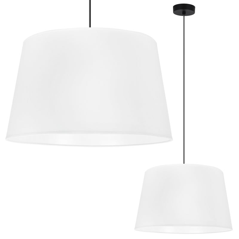 Lampa sufitowa wisząca Gaja czarna boho 1xE27 abażur okrągły stożek 44cm biały Light Home LH