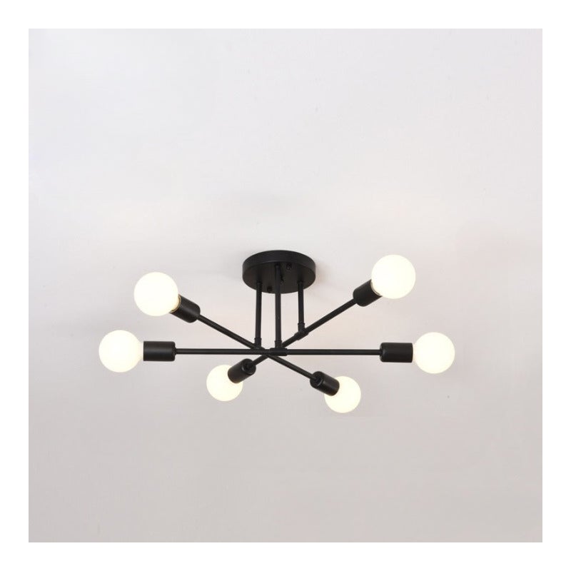 Minimalistyczna czarna lampa sufitowa z kutego żelaza do sypialni, 70 cm, E27 – nowoczesna oprawa oświetleniowa, delikatne światło, trwałość