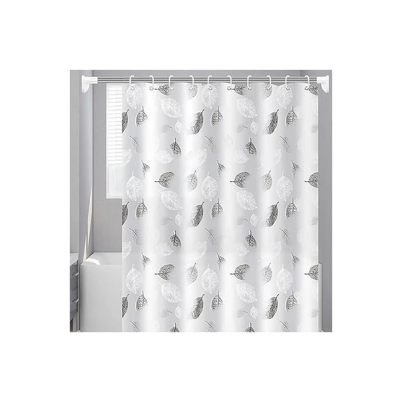 1 szt. zasłony prysznicowe, zasłona prysznicowa 180x200 cm, zasłona prysznicowa anty-pleśniowa - biała, zmywalna zasłona w kształcie liścia - z 12 hac
