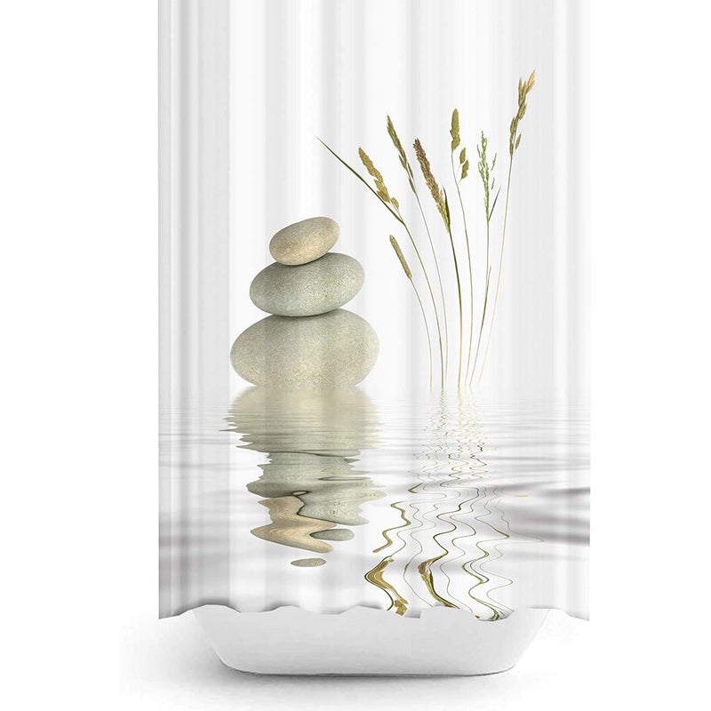 Zasłona prysznicowa 180x200 cm, oryginalna, wysokiej jakości tkanina poliestrowa, bardzo modna i nowoczesna, wodoodporna i przeciwgrzybiczna (Zen, 180