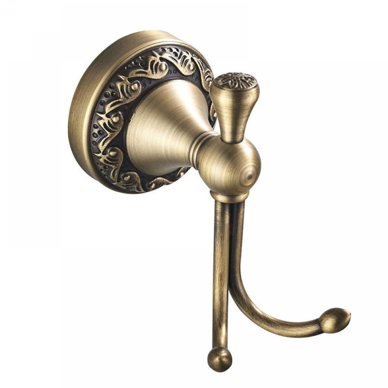 Antyczny mosiężny wieszak na ręczniki, wieszak na szlafrok, szczotkowany wieszak dwuwarstwowy, styl vintage, montowany na ścianie