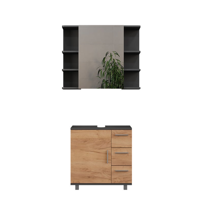 Vicco Zestaw mebli łazienkowych Ilias, Antracyt/złoty dąb, 2 części