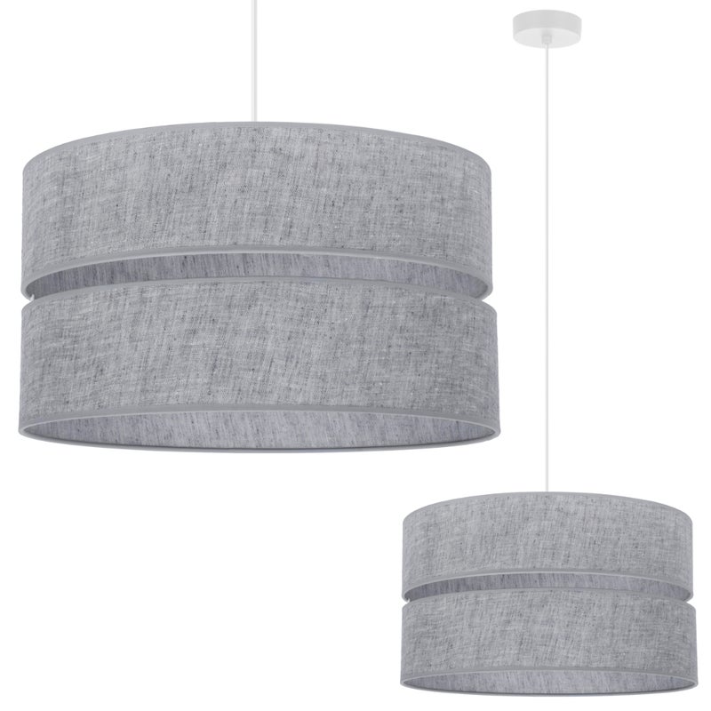 Lampa sufitowa wisząca Len Duo L04 biała glamour 1xE27 abażur okrągły tuba 40cm szara Light Home LH