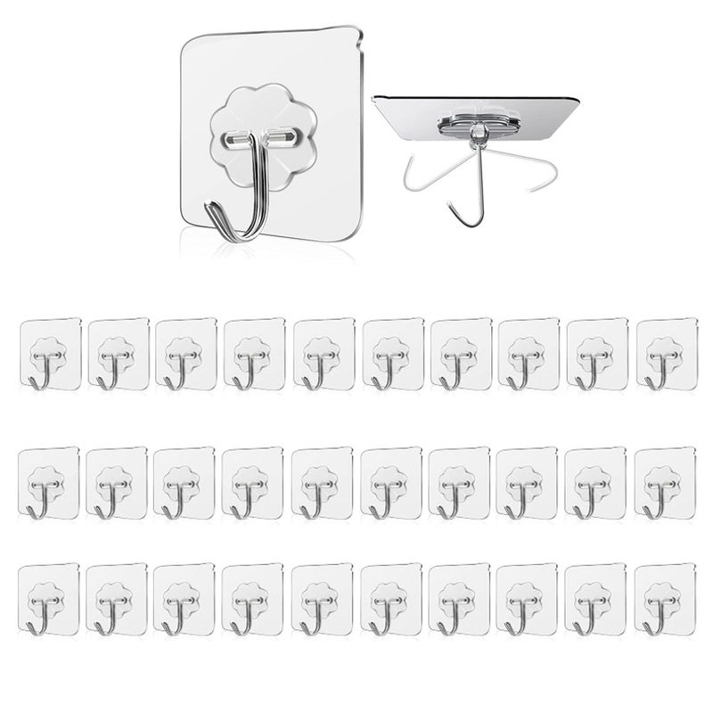 (30 sztuk) Przezroczyste samoprzylepne haczyki do montażu na ścianie w łazience, na wieszakach na ręczniki do łazienki, kuchni, sufitu, ściany, drzwi