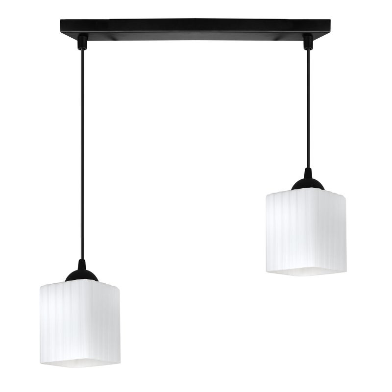 Lampa sufitowa wisząca pozioma Riffle loft 2xE27 klosz sześcian biały Light Home LH