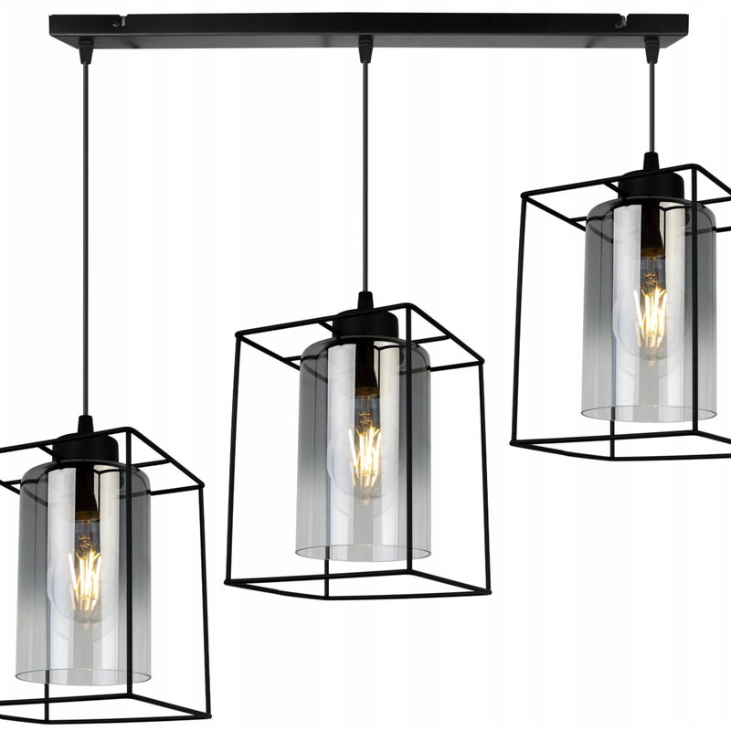Lampa sufitowa wisząca Hella Cage modern 3xE27 abażur owalny srebrny Light Home LH