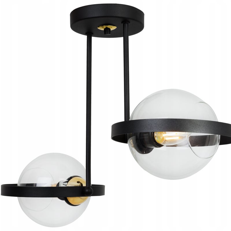 Lampa sufitowa wisząca modern 2xE27 klosz okrągły czarny/transparentny Light Home LH