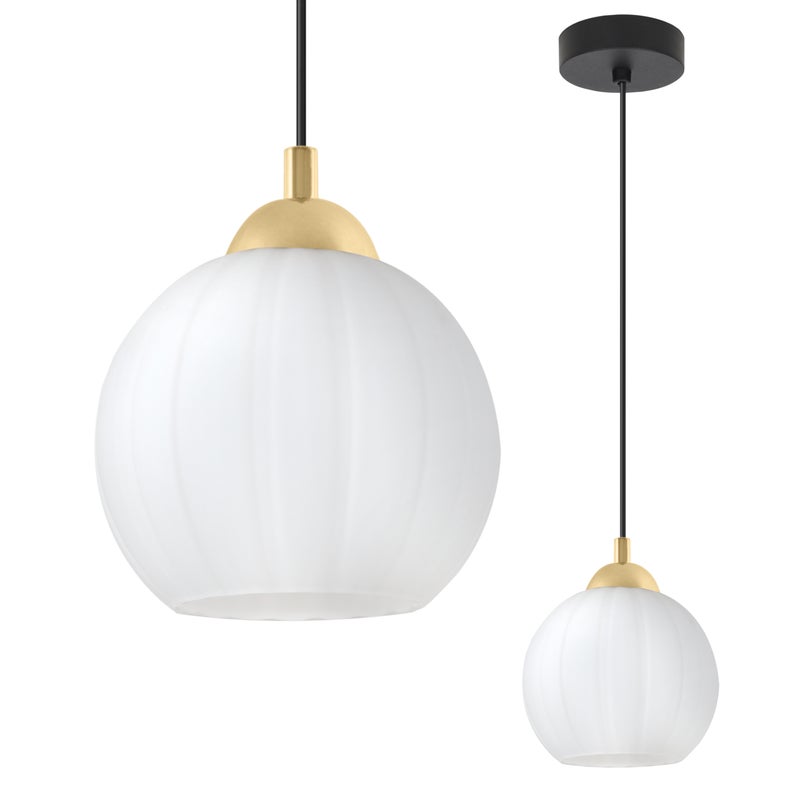 Lampa sufitowa wisząca Costa loft 1xE27 klosz kula biały/złoty/czarny Light Home LH