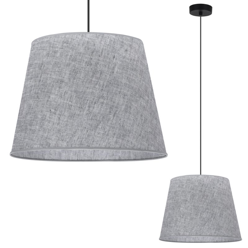Lampa sufitowa wisząca Len L03 czarna boho 1xE27 abażur stożek 38cm szary Light Home LH