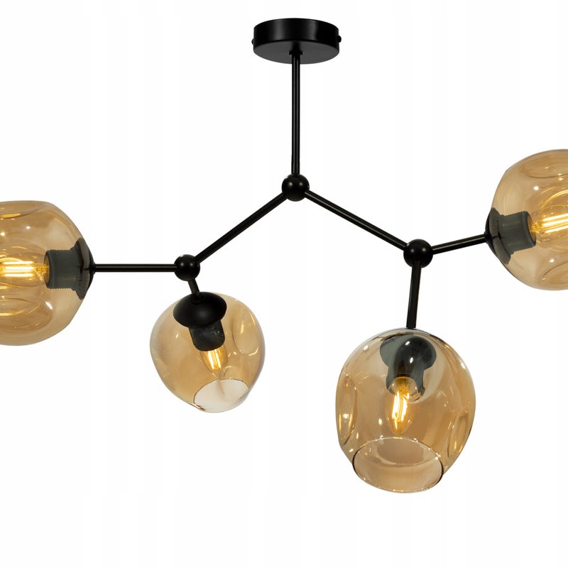Lampa sufitowa wisząca modern 4xE27 klosz okrągły czarny/miodowy Light Home LH