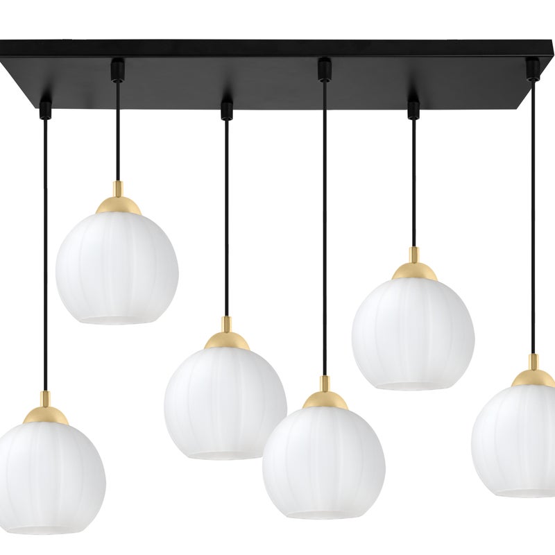 Lampa sufitowa wisząca Costa loft 6xE27 klosz kula biały/złoty Light Home LH