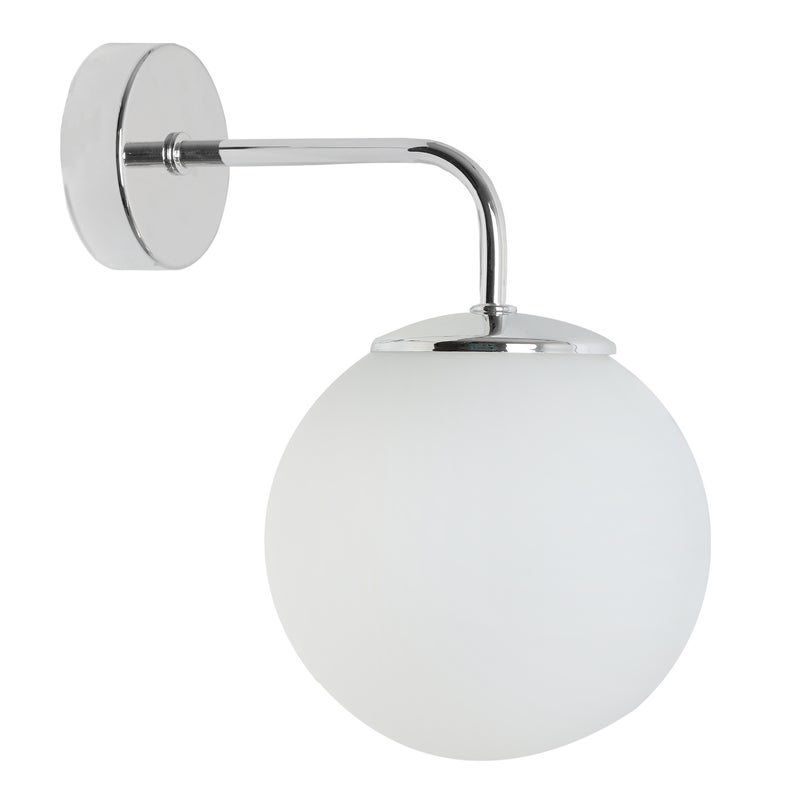 Lampa kinkiet ścienny Siena glamour 1xE14 klosz kula szklana srebrny/biała Light Home LH