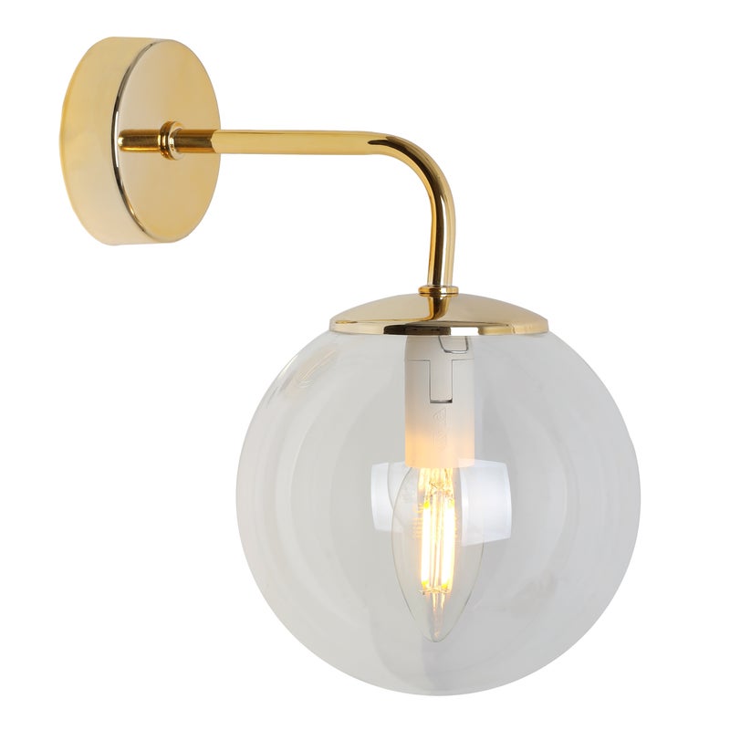 Lampa kinkiet ścienny Siena glamour 1xE14 klosz kula szklana złoty/bezbarwny Light Home LH