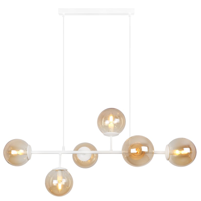 Lampa sufitowa wisząca Siena biała glamour 6xE14 klosz kula miodowa Light Home LH
