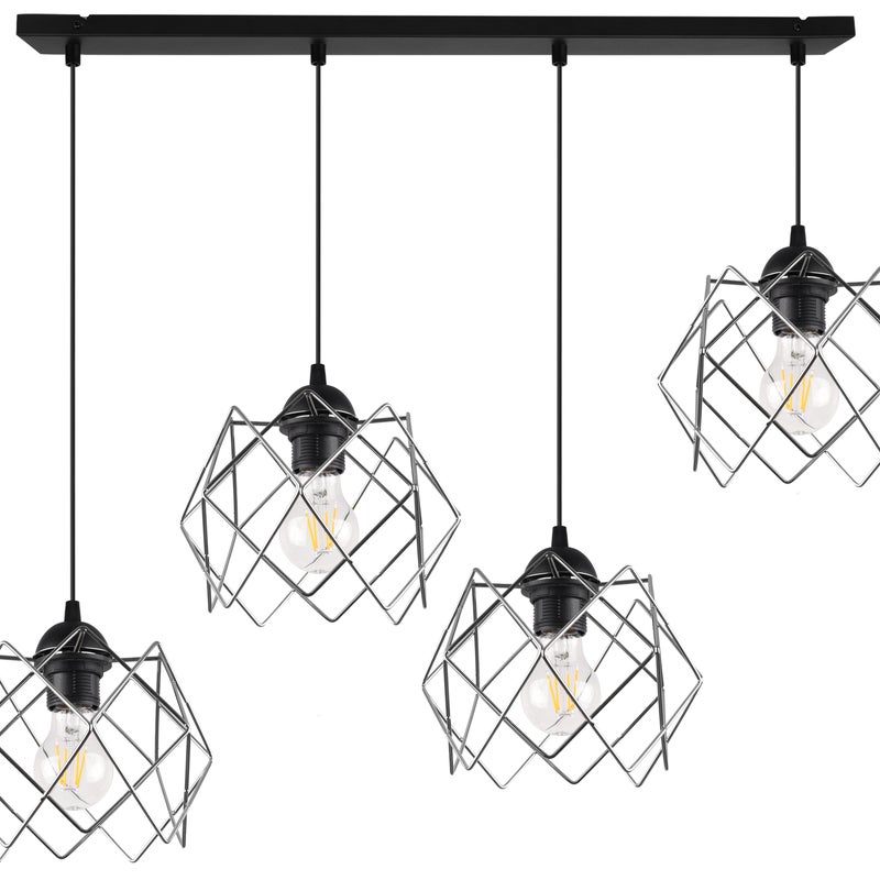 Lampa sufitowa wisząca Stella czarna modern 4xE27 klosz metalowy srebrny Light Home LH
