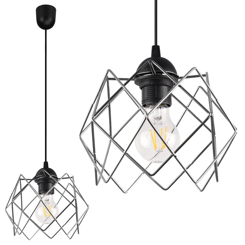 Lampa sufitowa wisząca Stella modern 1xE27 klosz metalowy srebrny Light Home LH