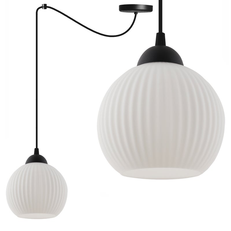 Lampa sufitowa wisząca Riffle Pająk loft 1xE27 klosz kula czarna/biała Light Home LH
