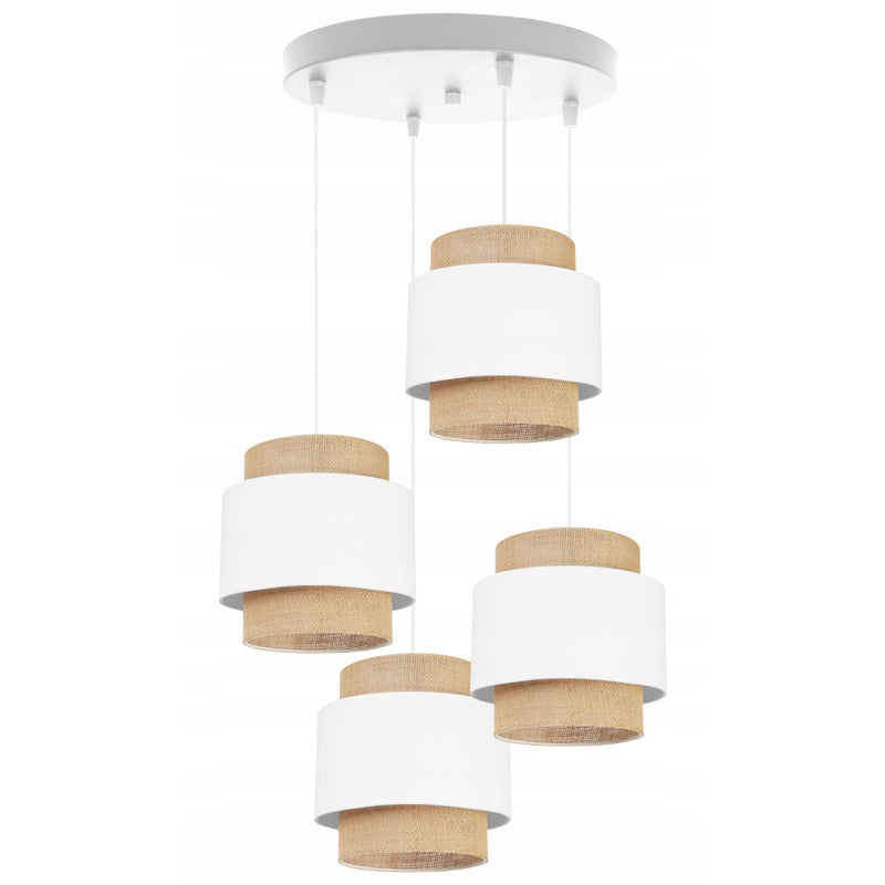 Lampa sufitowa wisząca Boho okrągła loft 4xE27 abażur juta biały Light Home LH
