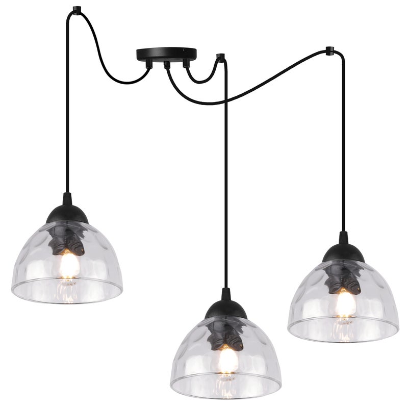 Lampa sufitowa wisząca Venice Pająk czarna modern 1xE27 klosz szklany bezbarwny Light Home LH