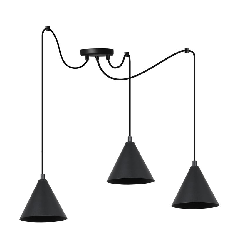 Lampa sufitowa wisząca Soho Pająk modern 3xE14 klosz stożek 14cm czarny Light Home LH