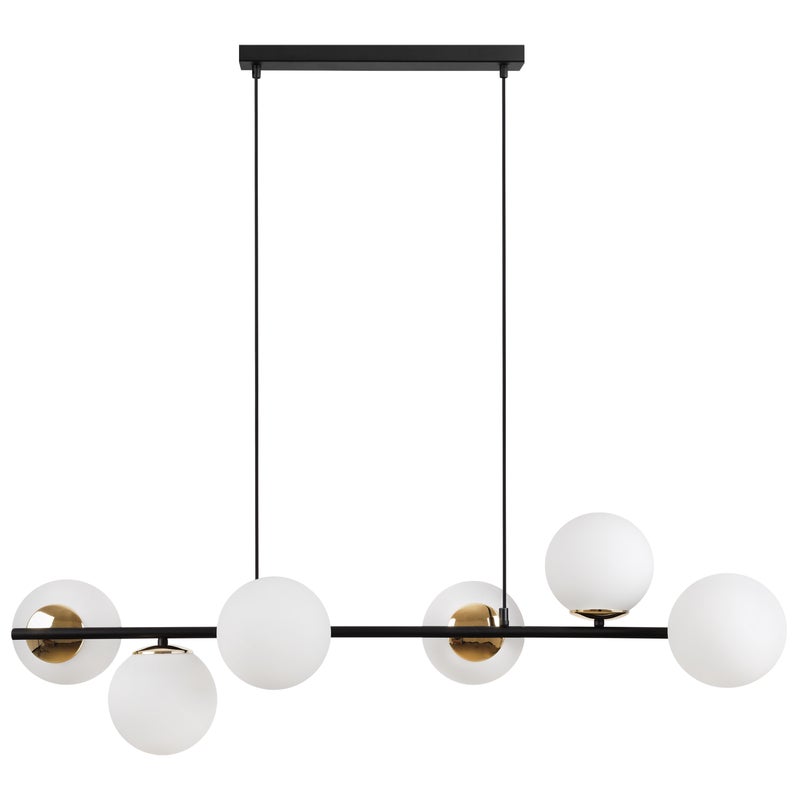 Lampa sufitowa wisząca Siena czarna modern 6xE14 klosz kula biały/złoty Light Home LH