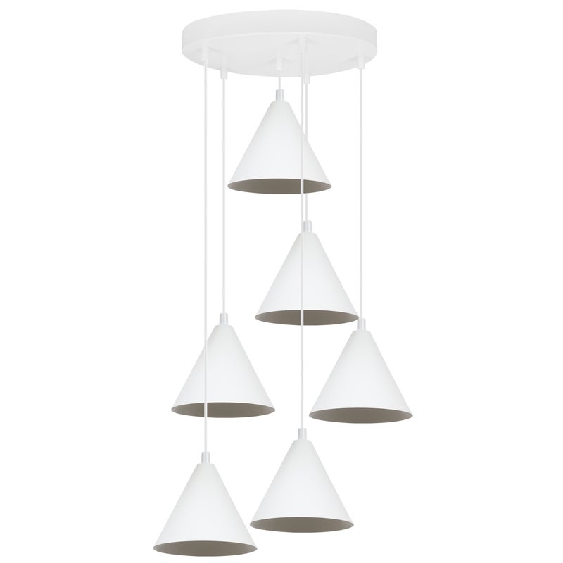 Lampa sufitowa wisząca Soho modern 6xE14 klosz stożek 14cm biała Light Home LH