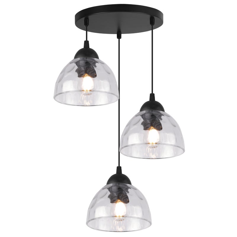 Lampa sufitowa wisząca Venice modern 3xE27 klosz półokrągły czarny/bezbarwny Light Home LH