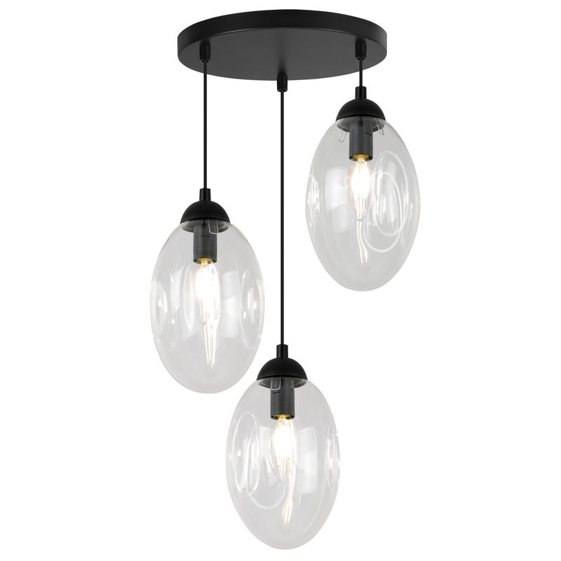 Lampa sufitowa wisząca elegance Vigo 3xE14 klosz owalny transparentny Light Home LH