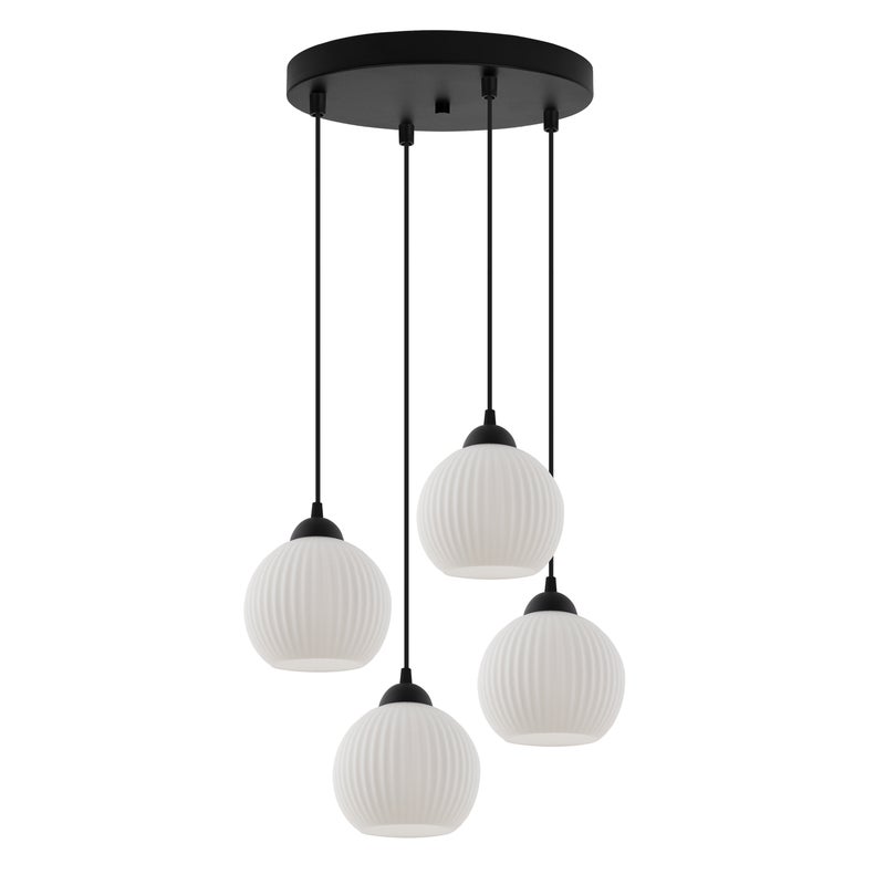 Lampa sufitowa wisząca Riffle loft 4xE27 klosz kula czarna/biała Light Home LH