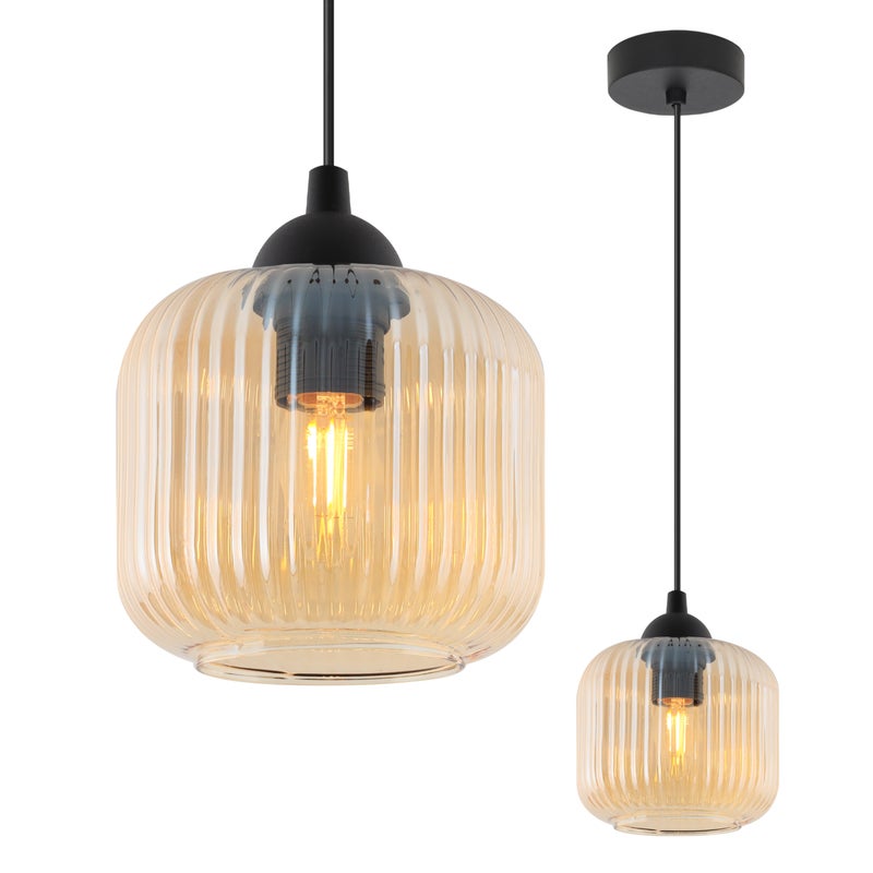 Lampa sufitowa wisząca Riffle loft 1xE27 klosz walec miodowy Light Home LH