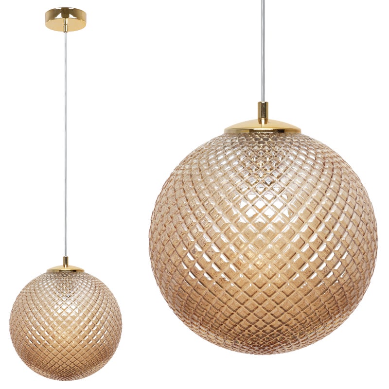 Lampa sufitowa wisząca Cannes złota modern 1xG9 klosz szklany 25cm miodowy Light Home LH
