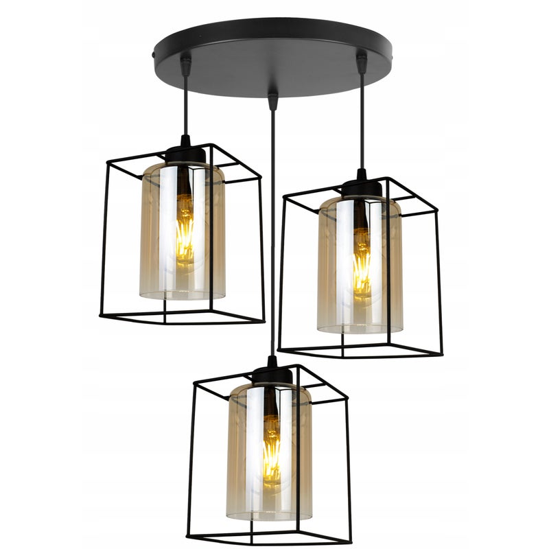 Lampa sufitowa wisząca modern 3xE27 klosz owalny miodowy Light Home LH