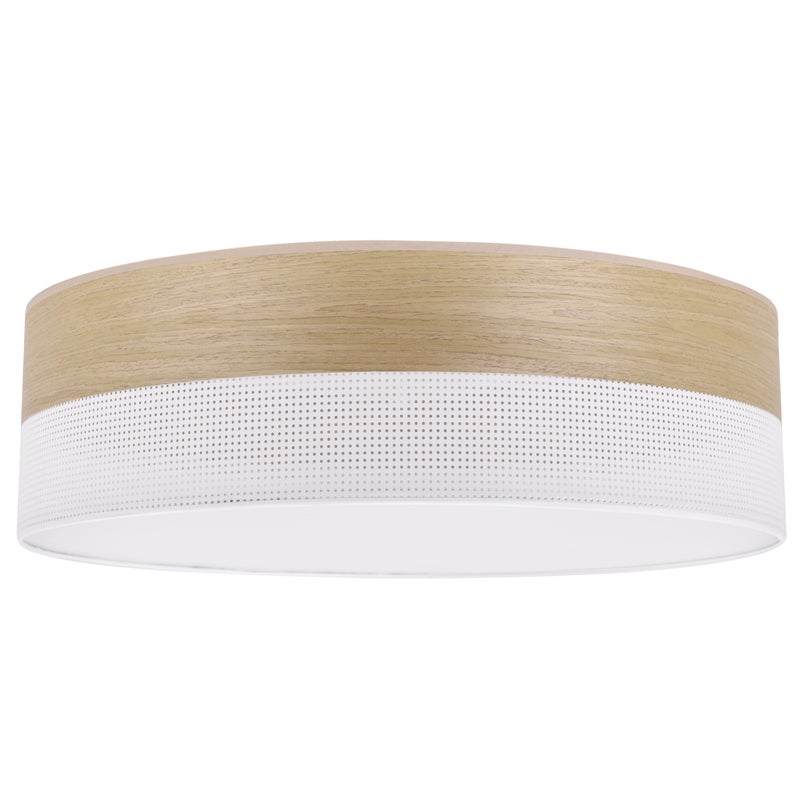 Lampa sufitowa wisząca Wood Plexi loft biała 1xE27 abażur 50cm dąb złocisty Light Home LH