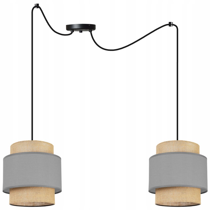 Lampa sufitowa wisząca Boho Pająk loft 2xE27 abażur juta czarny/szary Light Home LH