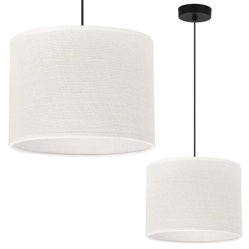 Lampa sufitowa wisząca Juta czarna boho 1xE27 abażur okrągły 20cm biały Light Home LH