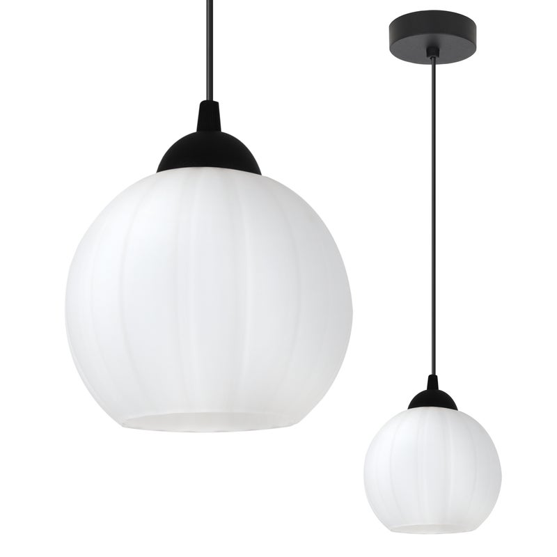 Lampa sufitowa wisząca Costa loft 1xE27 klosz kula biały/czarny Light Home LH