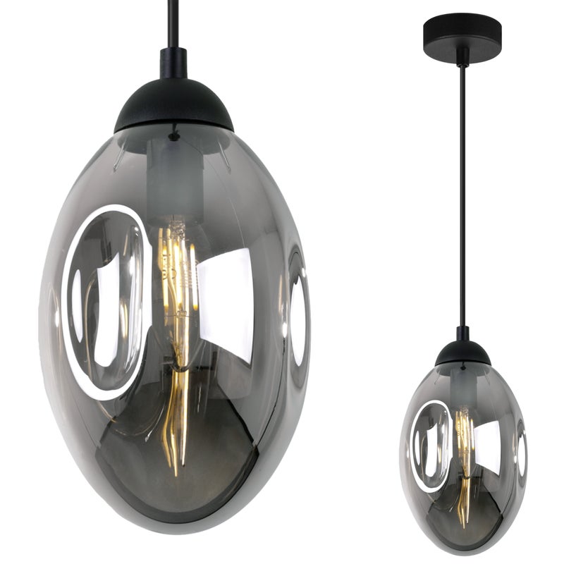Lampa sufitowa wisząca modern E27 klosz owalny grafitowy Light Home LH