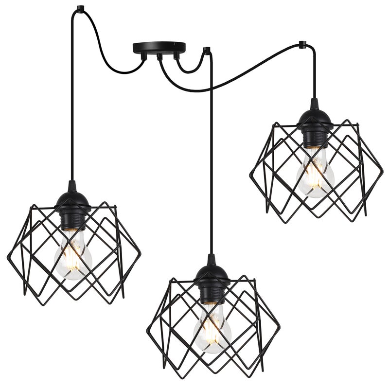Lampa sufitowa wisząca Stella Pająk czarna modern 3xE27 klosz metalowy czarny Light Home LH