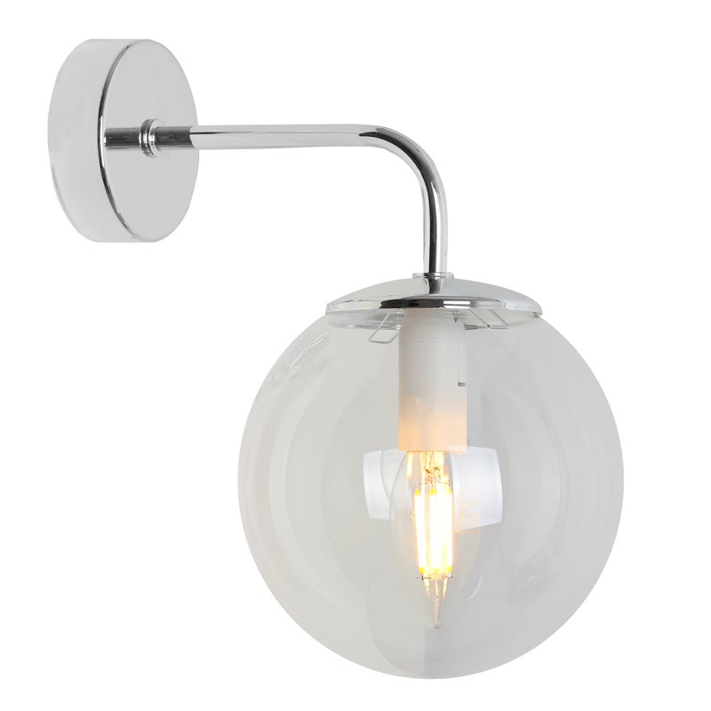 Lampa kinkiet ścienny Siena glamour 1xE14 klosz kula szklana srebrny/bezbarwny Light Home LH