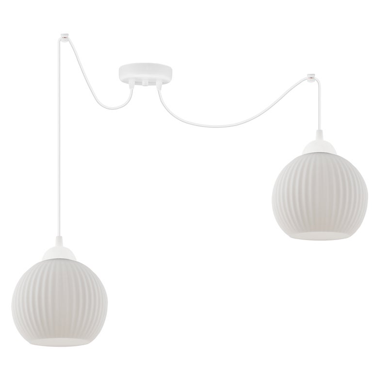 Lampa sufitowa wisząca Riffle Pająk loft 2xE27 klosz kula biała Light Home LH