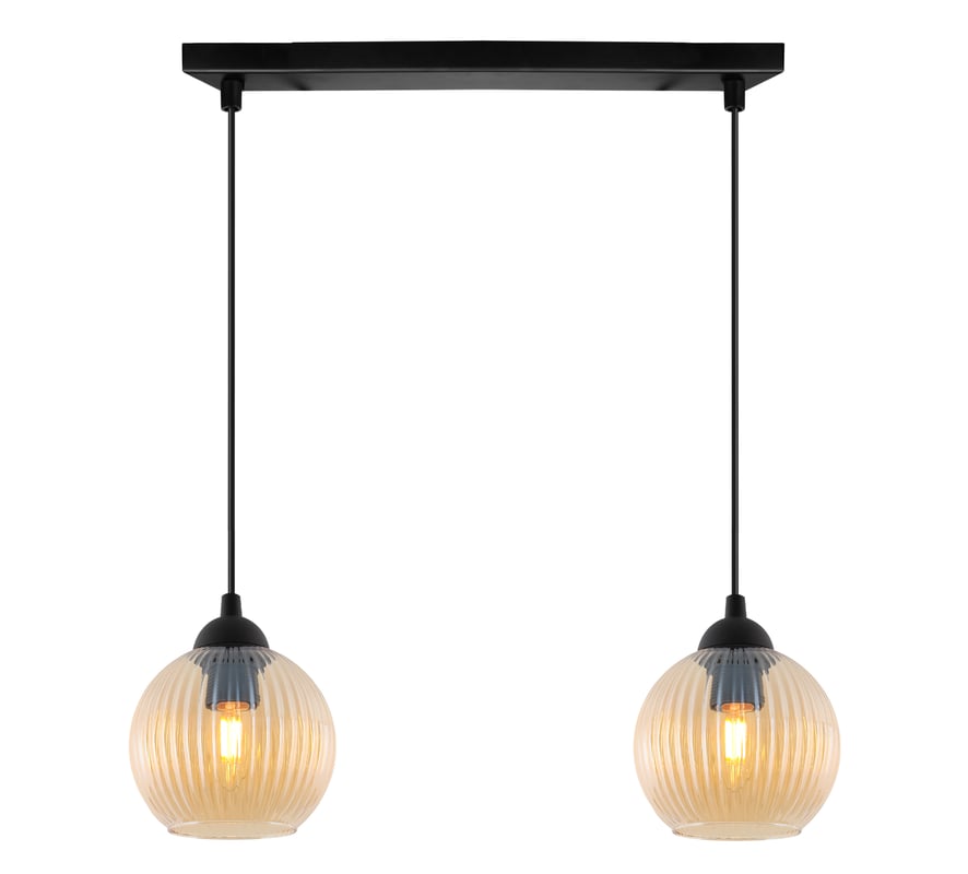 Lampa sufitowa wisząca Riffle loft 2xE27 klosz kula miodowa Light Home LH